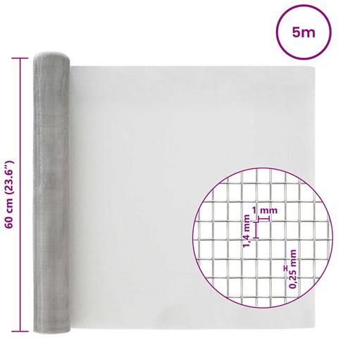 Rete per schermatura 60 x 500 cm 18 Mesh Argento - Foto 7