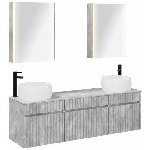 Set di Armadi da Bagno 5 pcs Grigio Cemento 53 x 15,5 x 70 cm - Foto 1