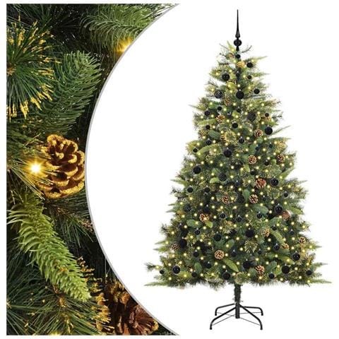 Albero di Natale artificiale pieghevole con coni Verde 210 cm - Foto 1