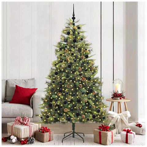 Albero di Natale artificiale pieghevole con coni Verde 210 cm - Foto 2