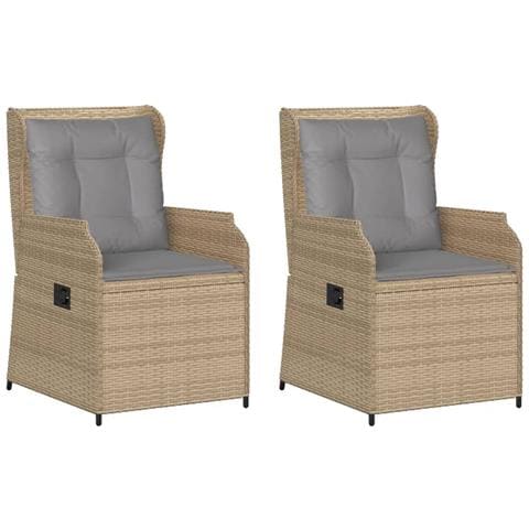 Sedie Reclinabili da Giardino 2pz con Cuscini Beige Polyrattan - Foto 1