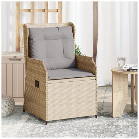 Sedie Reclinabili da Giardino 2pz con Cuscini Beige Polyrattan - Foto 2