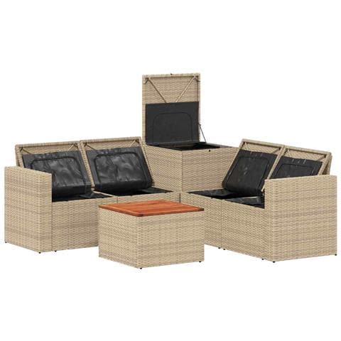 Set di divani 6 pz Beige e Bianco Crema - Foto 2