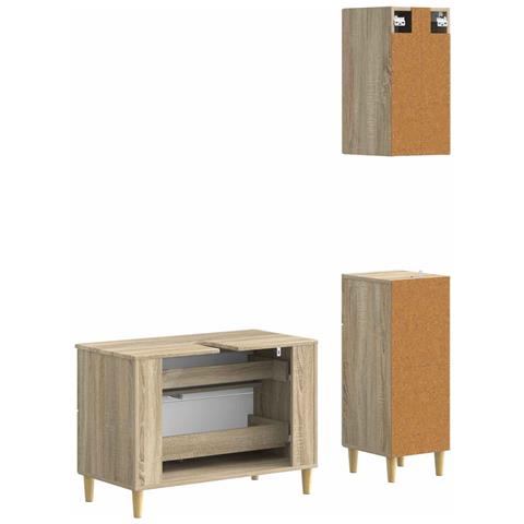 Set di armadietti da bagno in 3 pezzi DELFT Rovere Sonoma - Foto 10