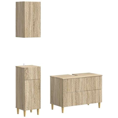 Set di armadietti da bagno in 3 pezzi DELFT Rovere Sonoma - Foto 1