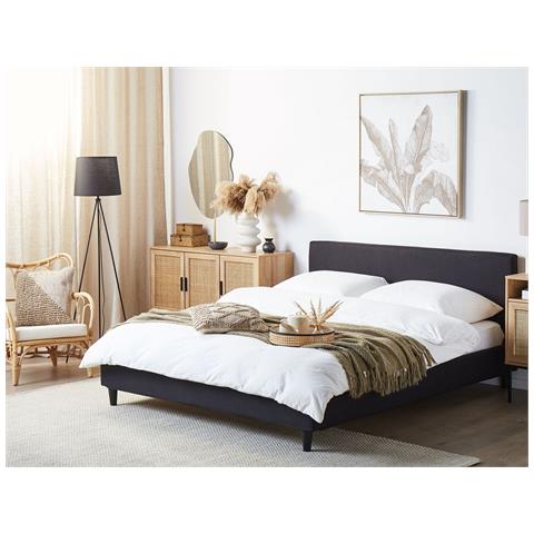 Letto Sfoderabile In Tessuto Nero 160 X 200 Cm Fitou - Foto 17