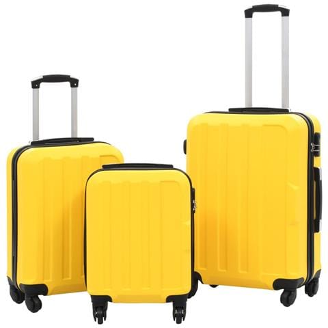Set Trolley A Custodia Rigida 3 Pz Giallo In Abs - Foto 1