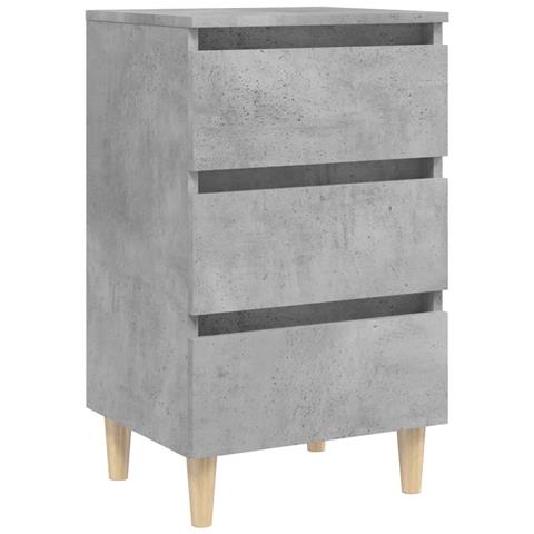 Comodini con Gambe Legno Massello 2pz Grigio Cemento 40x35x69cm - Foto 9