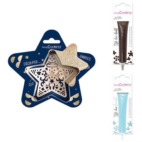 Kit Tagliabiscotti Stella + 2 Penne Al Cioccolato Marrone E Blu - Foto 1