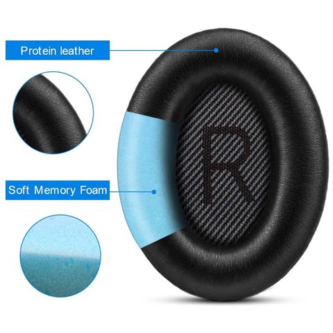 Cuscinetti Auricolari Di Alta Qualità Per Cuffie Bose Qc 35/25/15 1 Paio Black+blue - Foto 10