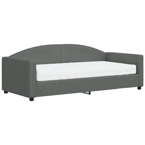 Divano Letto Con Materasso Grigio Scuro 90x190 Cm In Tessuto - Foto 1