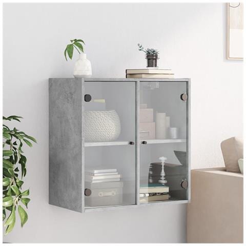 Mobile A Muro Con Ante In Vetro Grigio Cemento 68x37x68,5 Cm - Foto 3