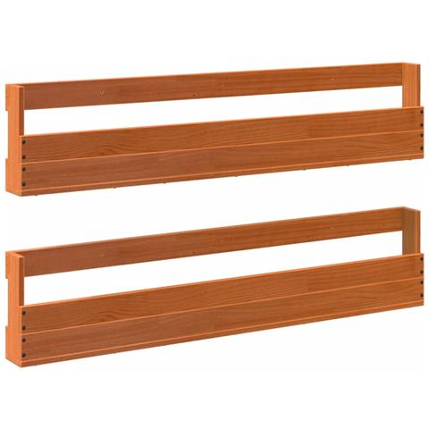 Scarpiere A Parete 2 Pz Marrone Cera Legno Massello Di Pino - Foto 2