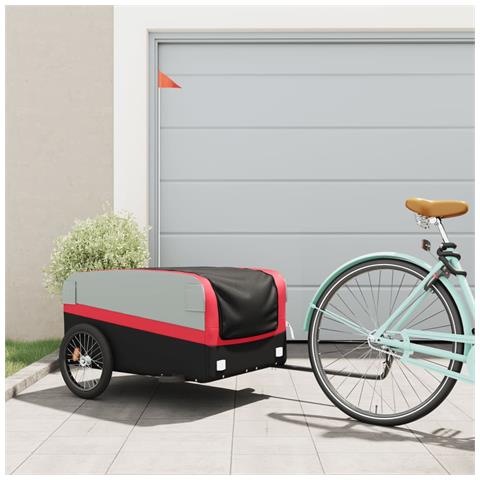 Rimorchio Da Bici Nero E Rosso 45 Kg In Ferro - Foto 1