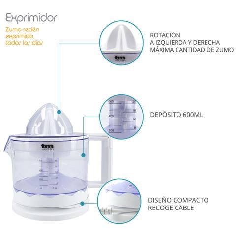Spremiagrumi Elettrico da 0.6 Litri con Potenza 30W Colore Bianco - Foto 2