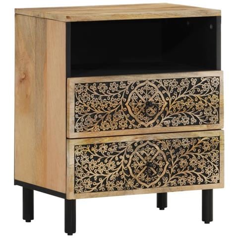 Comodino 50x33x60 Cm In Legno Massello Di Mango - Foto 2