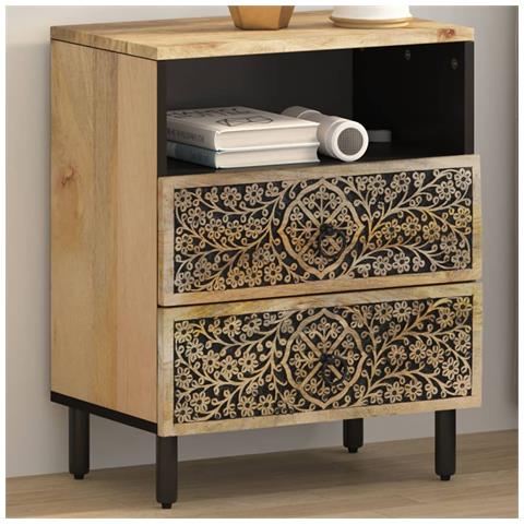 Comodino 50x33x60 Cm In Legno Massello Di Mango - Foto 1