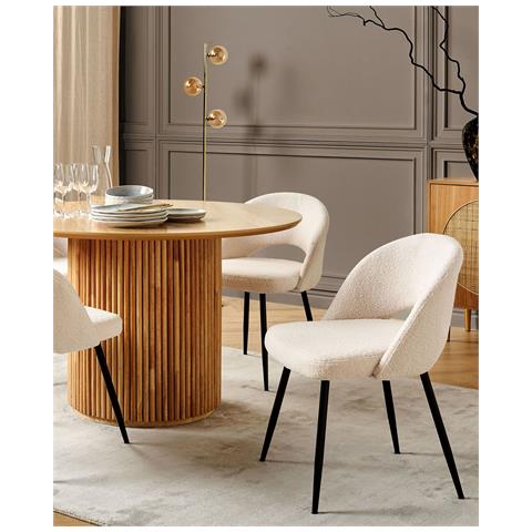 Set Di 2 Sedie Da Pranzo Bouclé Beige Onaga - Foto 1