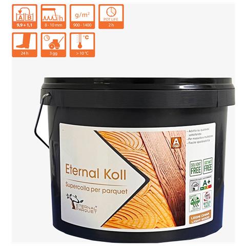 Eternal Koll Super - Colla Bicomponente Esente Da Solventi E Isocianati Per Tutti I Tipi Di Parquet 11kg (10+1) Classe A+ - Foto 1