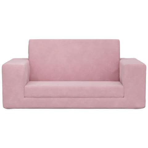 Divano Letto Per Bambini A 2 Posti Rosa In Morbido Peluche - Foto 2