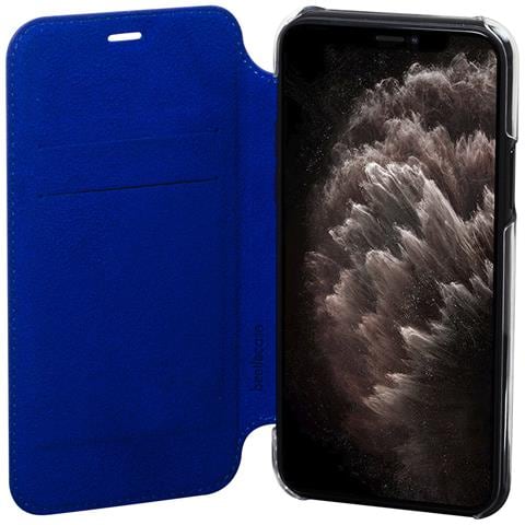 Custodia Per Iphone 11 Pro In Pelle Con Retro Trasparente E Portacarte, Blu - Foto 2