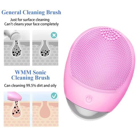 Spazzola Per La Pulizia Del Viso, Scrubber Elettrico Per Il Viso Impermeabile In Silicone Morbido 3 In 1, Spazzola Per Il Viso Vibrante Sonica Impermeabile Ipx7 Ricaricabile Tramite Usb Per Pulizia Profonda, Esfoliante Delicato E Massaggio - Rosa - Foto 4