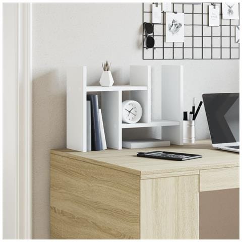 Organizer Scrivania Bianco 34,5x15,5x35,5 Cm Legno Multistrato - Foto 3