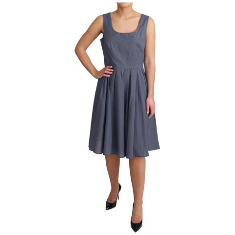 Abito Elasticizzato A Trapezio In Cotone Blu A Pois - It44-l - Foto 2