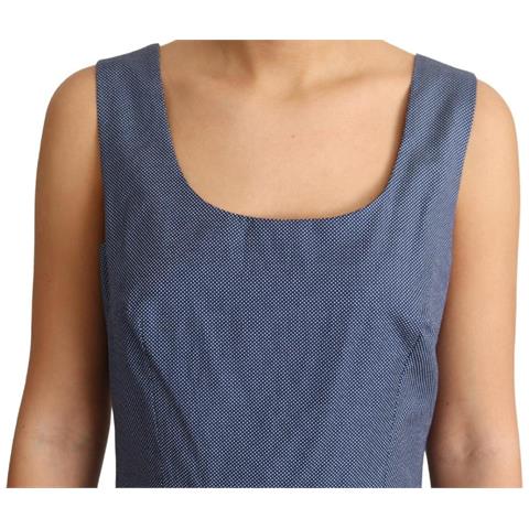 Abito Elasticizzato A Trapezio In Cotone Blu A Pois - It44-l - Foto 5