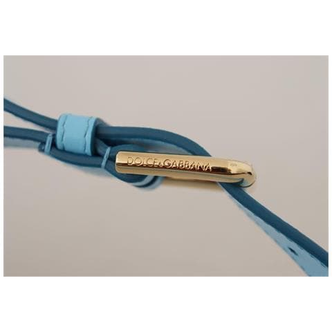 Cintura Fibbia Logo Metallo Color Oro Pelle Blu Cielo - 90 Cm / 36... - Foto 5