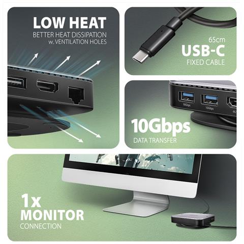 HMC-UFO USB-C Hub M. 2 SATA /NVMe 1 Gbit /s Ethernet 384 kHz Audio Cablato USB 3.2 Gen 2 (3.1 Gen 2) Type-C Nero - Foto 11