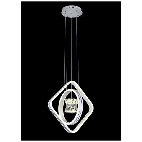 Lampadario A Sospensione Moderno Led, Design Geometrico Quadrato E Circolare, Pvc Cristallo E Metallo Cromato, Illuminazione Decorativa Per Interni - Foto 1