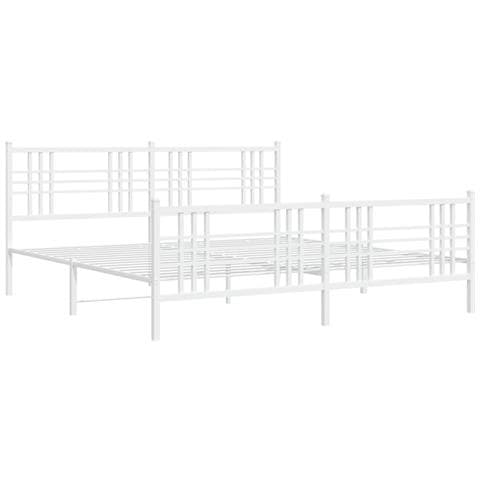 Giroletto Con Testiera E Pediera Metallo Bianco 200x200 Cm - Foto 3