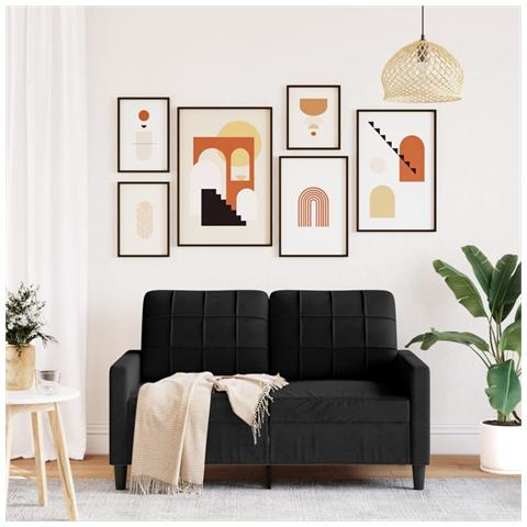 Divano A 2 Posti Nero 120 Cm In Velluto - Foto 3