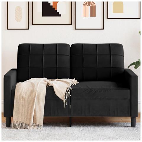 Divano A 2 Posti Nero 120 Cm In Velluto - Foto 1