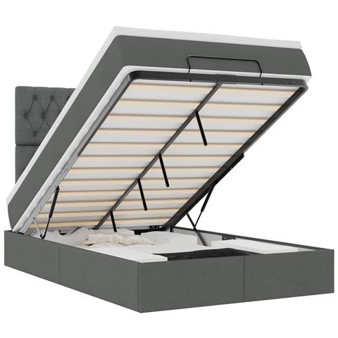 Struttura Letto Pouf Con Materasso 120x200 Cm In Tessuto - Foto 2