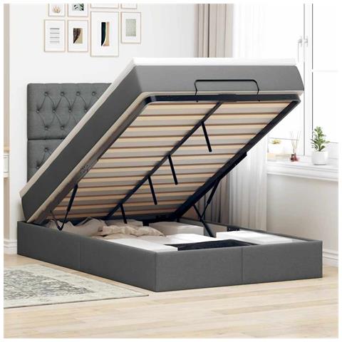 Struttura Letto Pouf Con Materasso 120x200 Cm In Tessuto - Foto 1