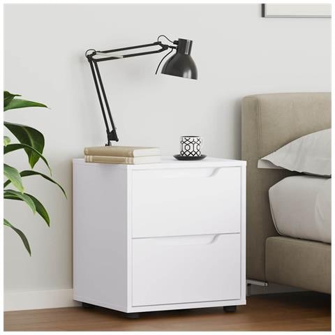 Comodino Visnes Bianco 45x40x50 Cm In Legno Multistrato - Foto 3