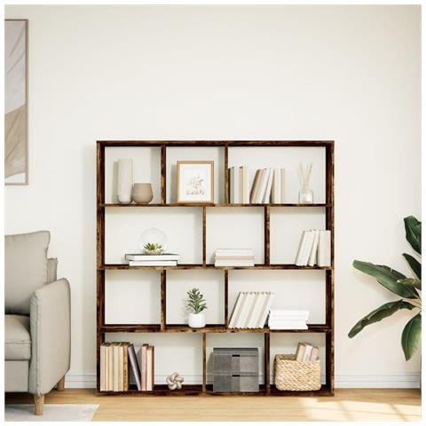 Libreria Rovere Fumo 132x29x141,5 Cm In Legno Multistrato - Foto 3