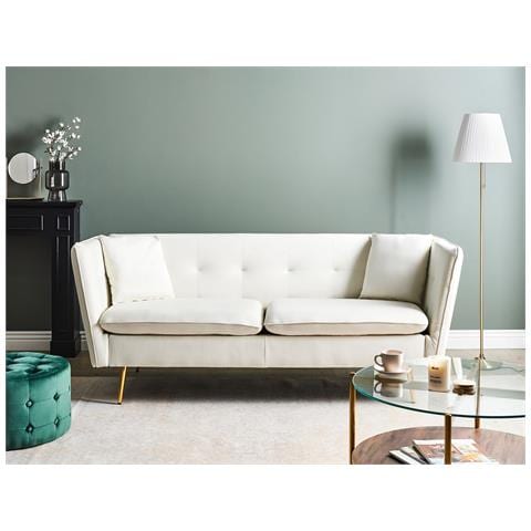 Divano 3 Posti Frederica Velluto Bianco Sporco - Foto 1