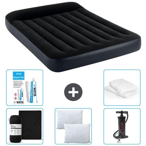 Set Materassino Gonfiabile - 191x137x25 Cm - Blu Scuro - Include Accessori Coordinati Cb5 - Foto 1