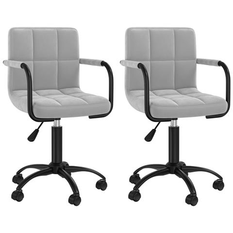 Sedie Da Pranzo Girevoli 2 Pz Grigio Chiaro In Velluto - Foto 1