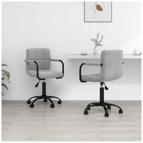 Sedie Da Pranzo Girevoli 2 Pz Grigio Chiaro In Velluto - Foto 8