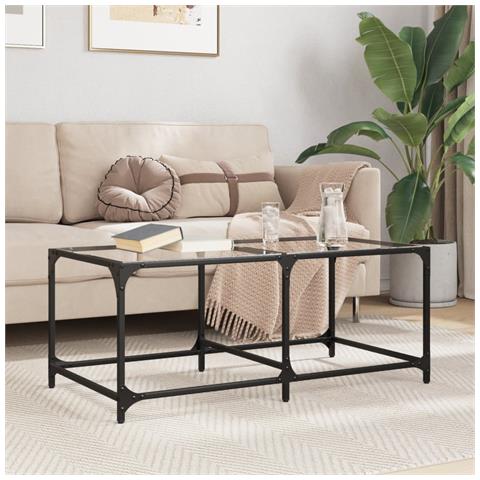 Lusso Casadino - Tavolini Con Piano Vetro Trasparente 2 Pz 98,5x50x40 Cm Acciaio - Foto 8