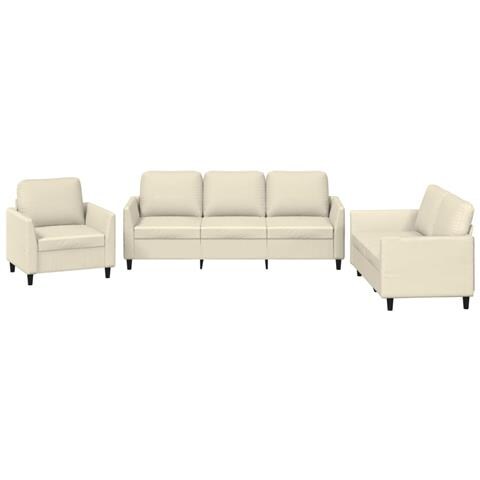 Set di Divani 3 pz con Cuscini crema in Similpelle - Foto 1