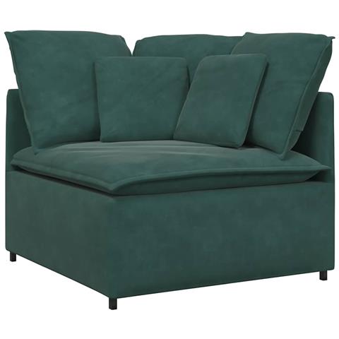 Modulo Angolare Divano Modulare con Cuscini Verde Scuro 100 cm - Foto 1