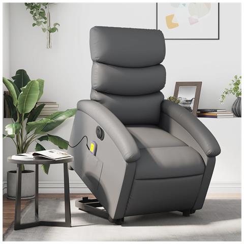 Poltrona Alzapersona Elettrica Reclinabile Grigio in Similpelle - Foto 2