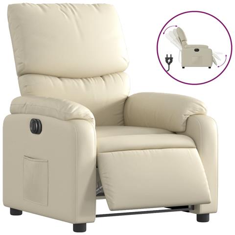 Poltrona Reclinabile Elettrica Crema in Similpelle - Foto 1
