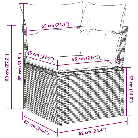 Set di Divani da Giardino a 4 Pezzi con Cuscini in Rattan Polietilene Beige, Divano da Giardino a 2 Posti con Cuscini in Rattan Polietilene Beige - Foto 9