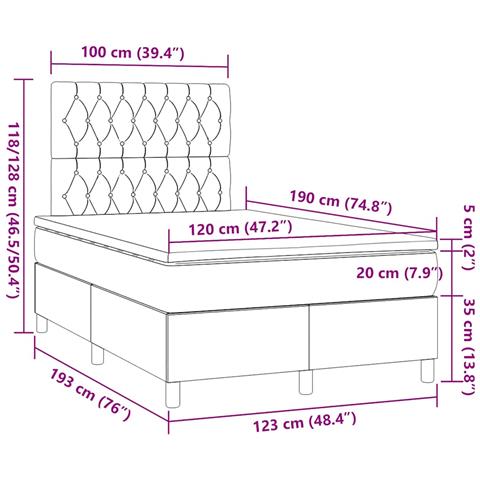 Giroletto a Molle con Materasso Nero 120x190 cm in Tessuto - Foto 9